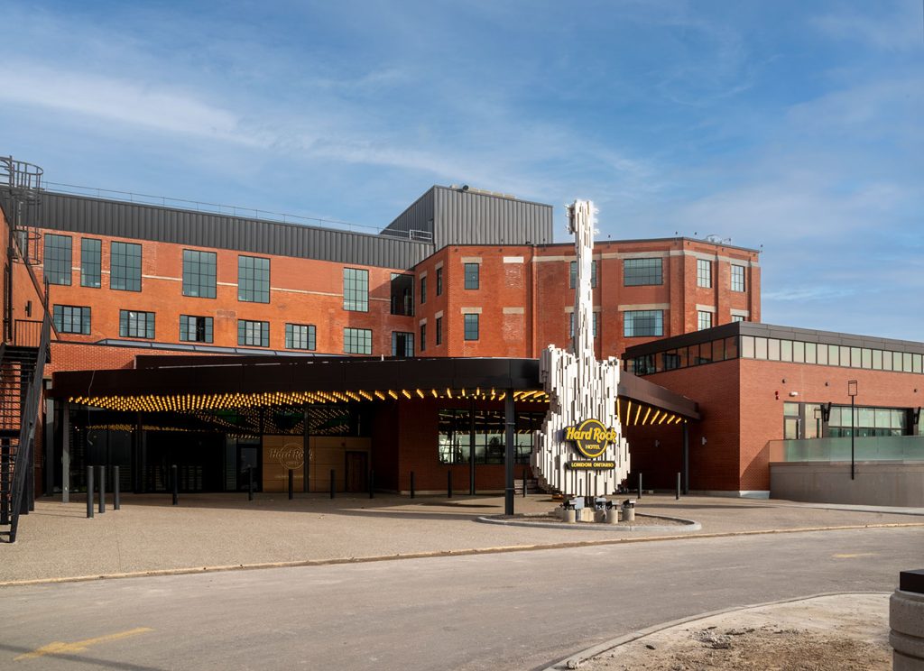 Exterior shot of Hard Rock Hotel in London, ON