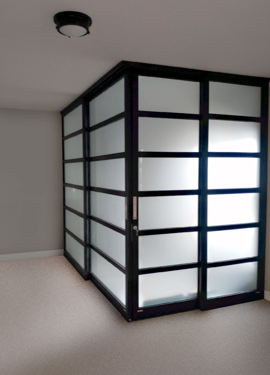 Frosted glass walls in a home
